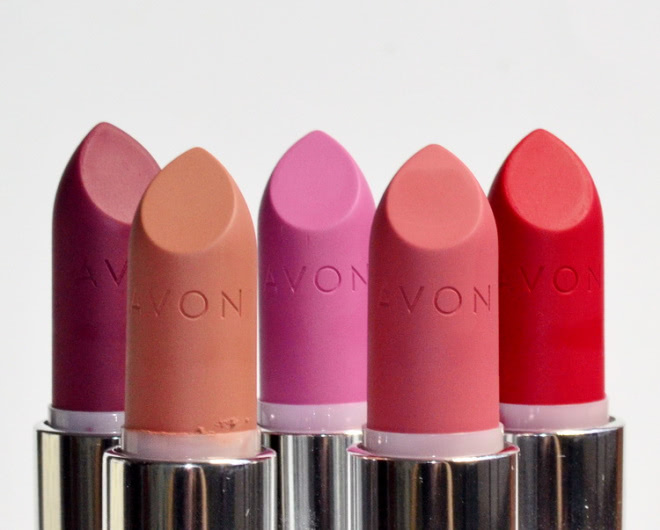 Avon Perfectly Matte Lipstick au naturale, Pure pink, Ideal lilac, Ruby kiss, Berry blast