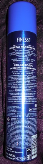 Лак для волос экстрасильной фиксации Finesse Maximum Hold