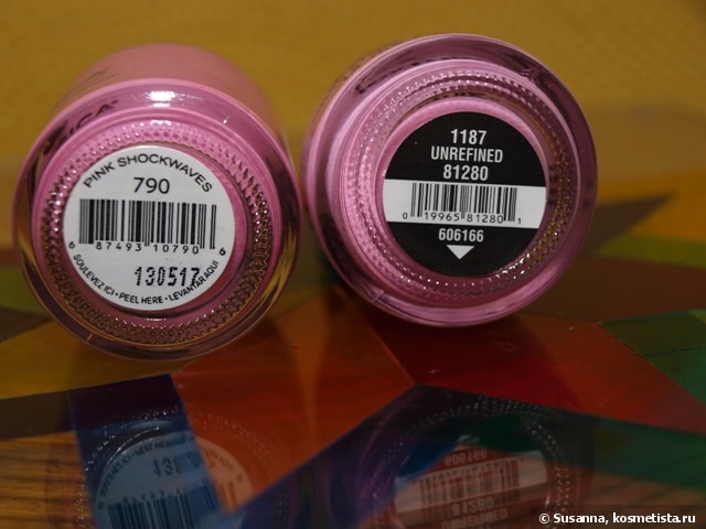 China Glaze, Texture, Nail Lacquer with Hardeners, Unrefined 81280 и Jessica, Custom Nail Colour, Pink Shockwaves 790