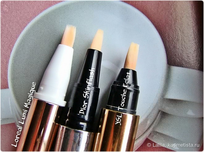 Сравнение консилеров L'Oreal Lumi magique, Yves Saint Laurent Touche Eclat и Dior Skinflash