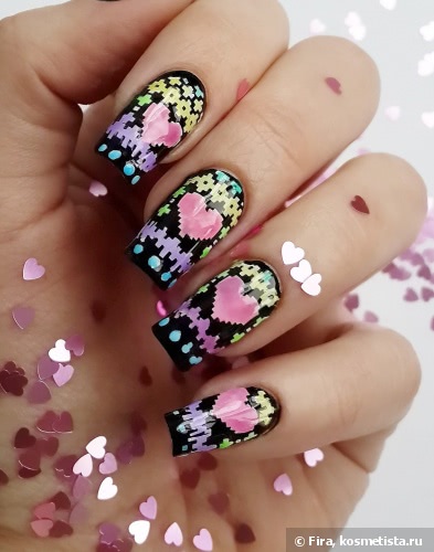 Маникюр ко дню всех влюбленных с MoYou London и тинтами El Corazon Kaleidoscope Aquarelle tints