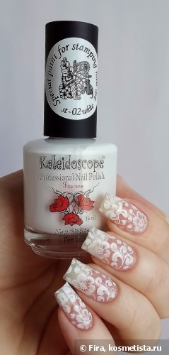 Воздушный дизайн с плиткой Born Pretty Store и краской для стемпинга от Kaleidoscope Special paint for stamping nail art №st-02 white