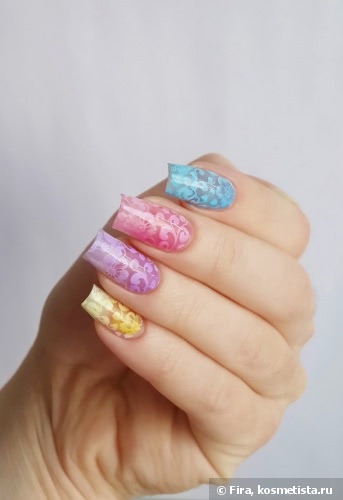 Воздушный дизайн с плиткой Born Pretty Store и краской для стемпинга от Kaleidoscope Special paint for stamping nail art №st-02 white
