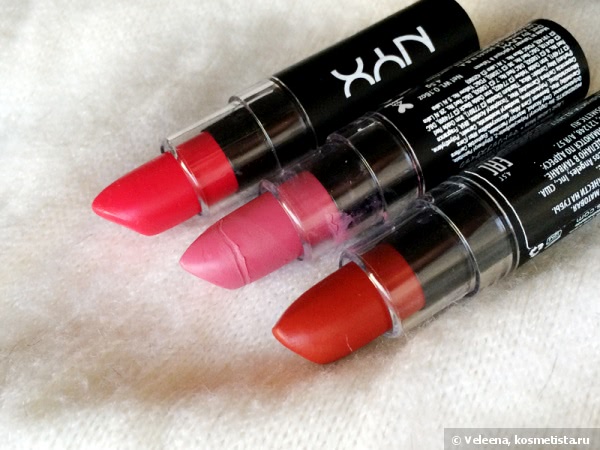 NYX Matte Lipstick Mls11 Tea Rose, Mls18 Bloody Mary, Mls07 Alabama