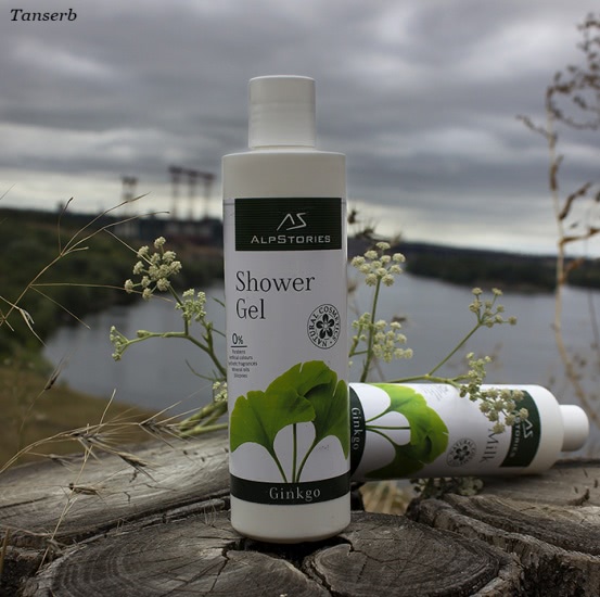 Экзотический Гинкго для эластичности кожи: AlpStories Shower gel Ginkgo & Body milk Ginkgo