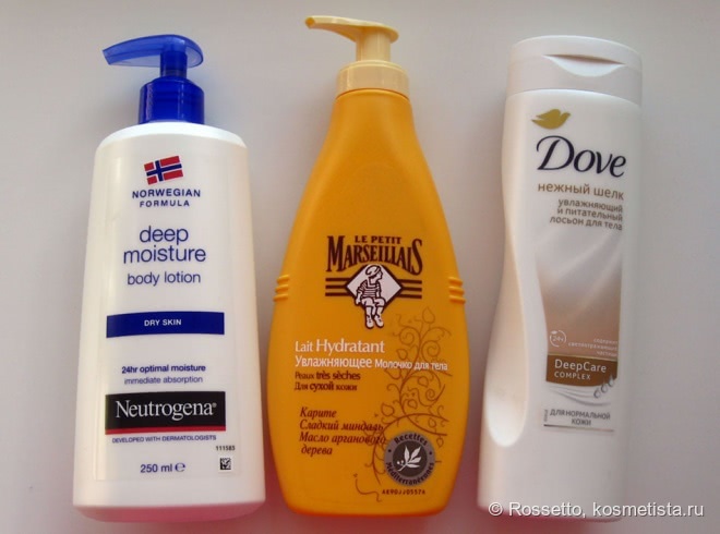 Увлажняющее молочко для тела, часть 1: Neutrogena, Le Petit Marseillais, Dove