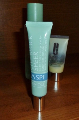 Уход от Clinique: Clinique Clarifying Lotion 1, Clinique Dramatically Different Moisturizing Gel и Clinique City Block Sheer SPF 25 Oil-free Daily Face Protector