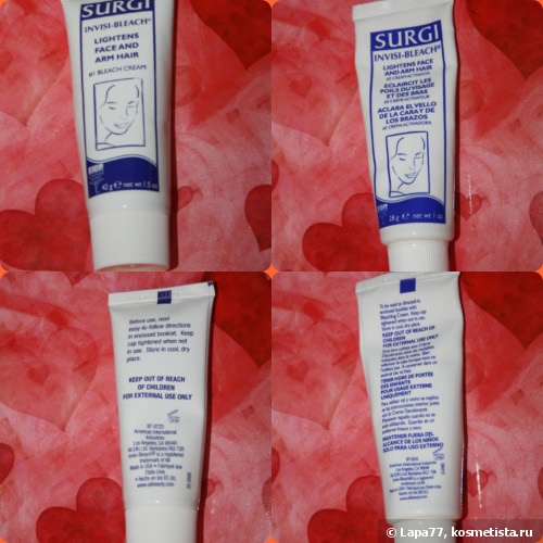 Крем для обесцвечивания волос на лице и руках Surgi Invisi Bleach Hair Bleaching Cream For Face And Arms