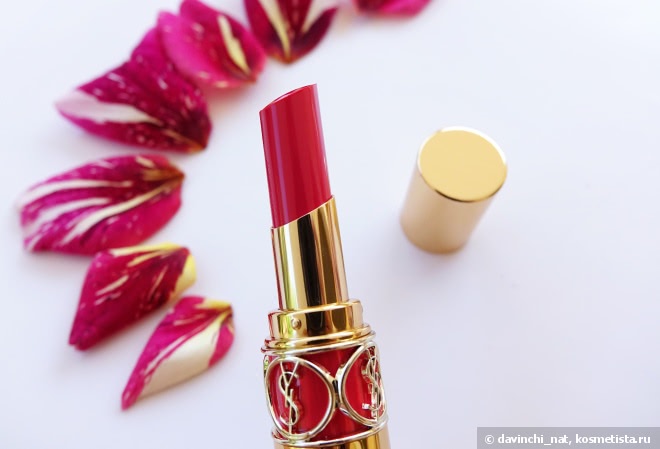 Розовая фуксия Yves Saint Laurent Rouge Volupte Shine Luscious Texture Aqua Shine Effect #28 Rose Intime