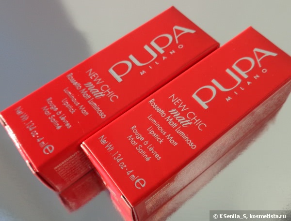 Блестящая матовая помада Pupa New Chic matt Luminous Matt Lipstick в оттенках #200 и #302