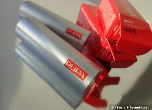 Блестящая матовая помада Pupa New Chic matt Luminous Matt Lipstick в оттенках #200 и #302
