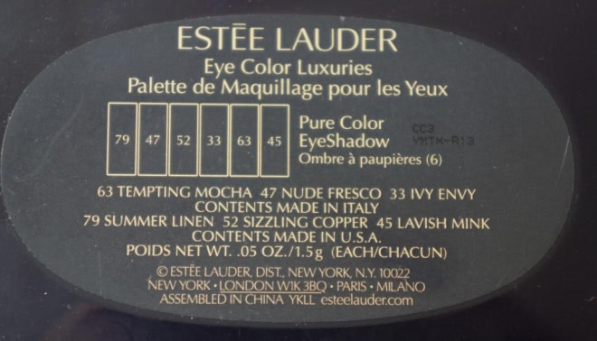 Estee Lauder eye color luxuries palette de maquillage pour yeux