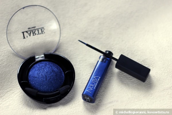 Жидкая подводка Nouba Rainbow Eyeliner №17 и запеченые тени L'arte del bello Glamorous Mono №12 - потянуло на синее