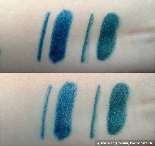 Nyx Slide on pencil в оттенке Tropical Green (sl09) и Nyx Retractable eye liner в оттенке Gypsy Blue (mpe18) - карандаши для глаз