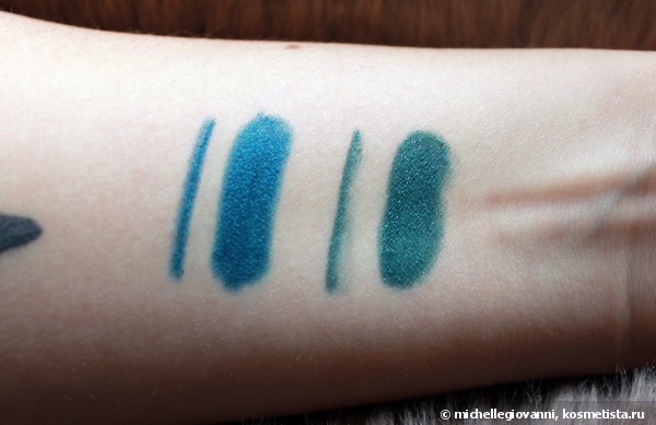 Nyx Slide on pencil в оттенке Tropical Green (sl09) и Nyx Retractable eye liner в оттенке Gypsy Blue (mpe18) - карандаши для глаз