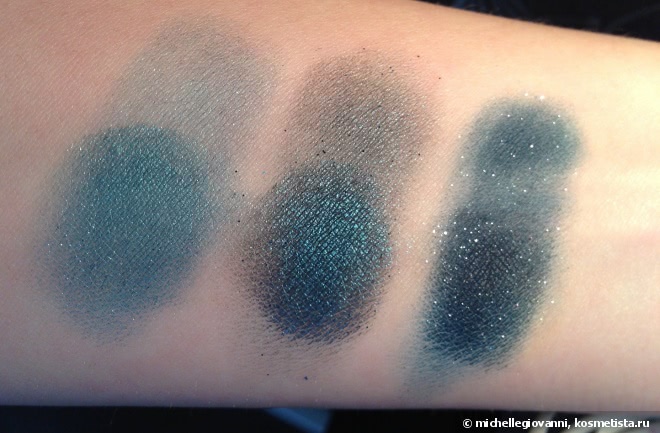 Catrice Absolute Eye Colour Mono 810 Petrolling Stones, Seventeen Silky Shadow Pearl 423 и Limoni Eye-Shadow 26 - трое из ларца