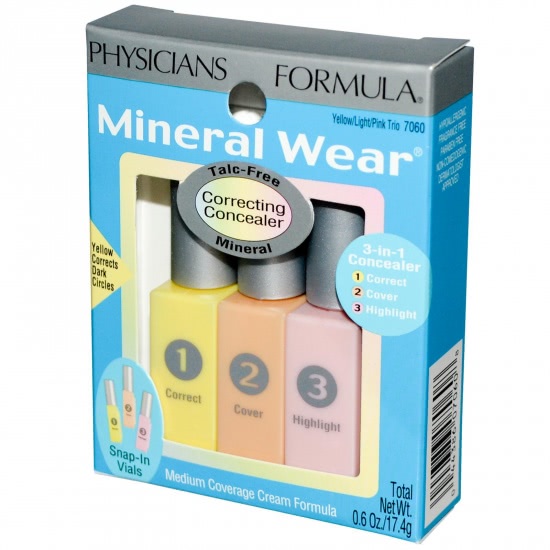 Mineral Wear®Talc-Free Mineral Correcting Concealer Yellow/Light/Pink Trio от Physician's Formula