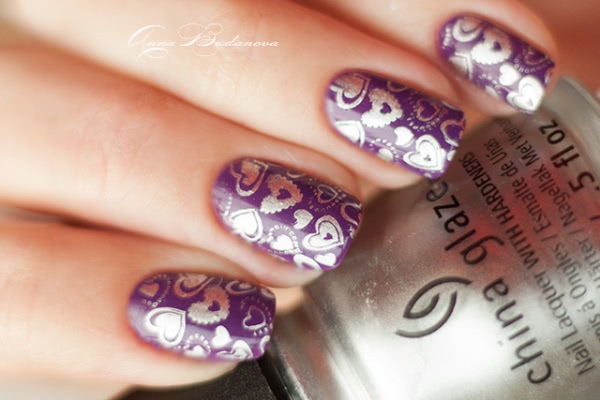 China Glaze Nail Lacquer With Hardeners №81788 X-ta-sea + стемпинг диском BP-50