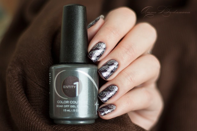 Entity One Color Couture Soak Off Nail Gel Enamel №6356 Power Suit + стемпинг BP-44