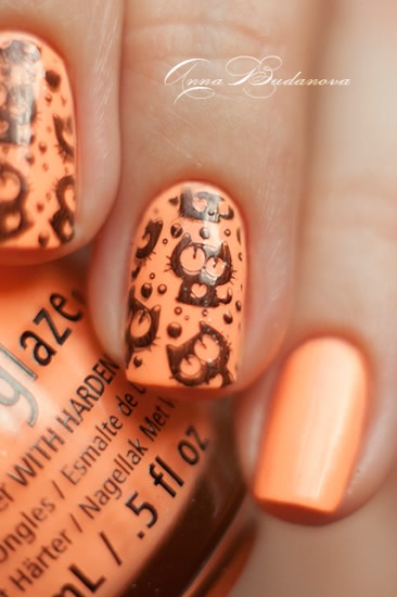 China Glaze Nail Lacquer with herdeners 81318 Sun Of A Peach + стемпинг BP-59