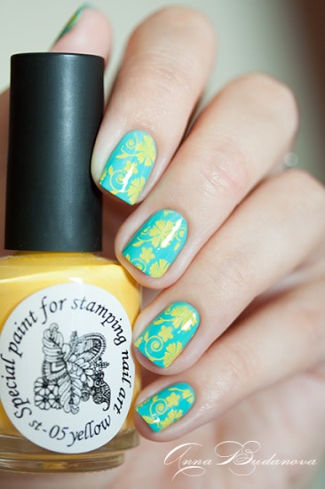 El Corazon Active Bio-gel Color gel polish №243/279 Cream + стемпинг краской El Corazon Kaleidoscope st-05 yellow