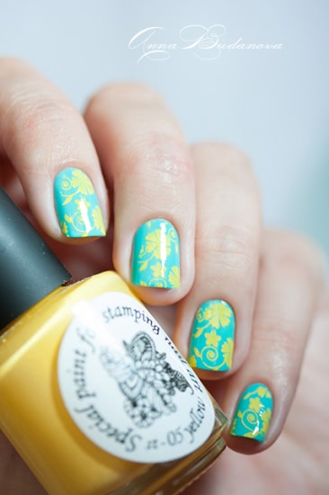 El Corazon Active Bio-gel Color gel polish №243/279 Cream + стемпинг краской El Corazon Kaleidoscope st-05 yellow