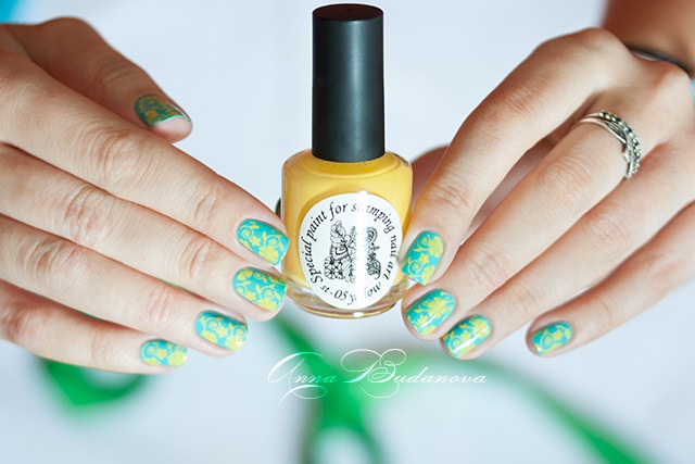 El Corazon Active Bio-gel Color gel polish №243/279 Cream + стемпинг краской El Corazon Kaleidoscope st-05 yellow