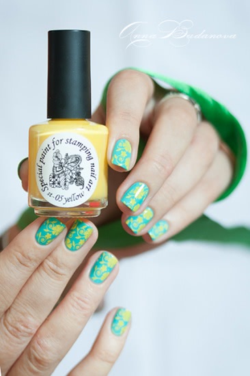 El Corazon Active Bio-gel Color gel polish №243/279 Cream + стемпинг краской El Corazon Kaleidoscope st-05 yellow