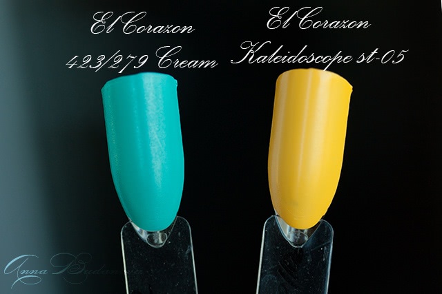El Corazon Active Bio-gel Color gel polish №243/279 Cream + стемпинг краской El Corazon Kaleidoscope st-05 yellow