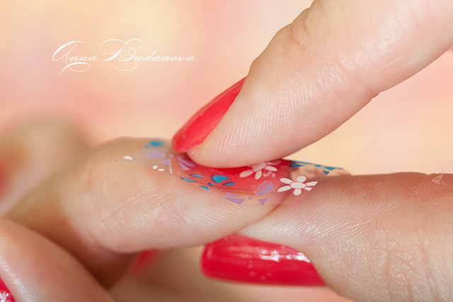 Konad Gel Effect Nail Polish №07 Reddish Pink и переводная фольга GL86