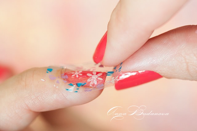 Konad Gel Effect Nail Polish №07 Reddish Pink и переводная фольга GL86