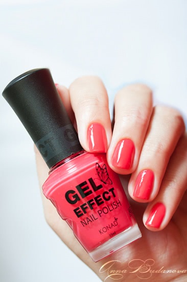 Konad Gel Effect Nail Polish №07 Reddish Pink и переводная фольга GL86