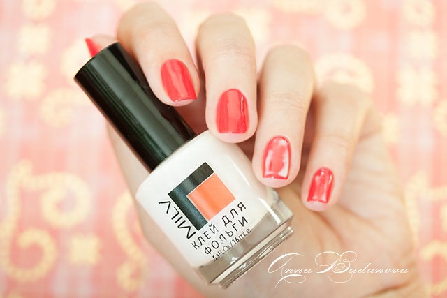 Konad Gel Effect Nail Polish №07 Reddish Pink и переводная фольга GL86