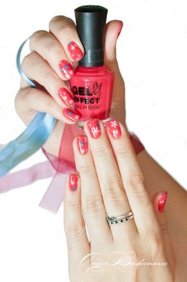 Konad Gel Effect Nail Polish №07 Reddish Pink и переводная фольга GL86