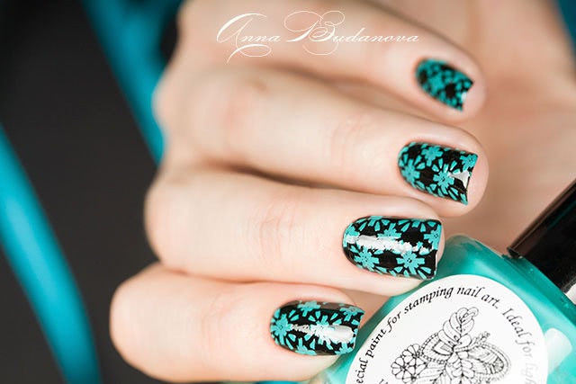 Стемпинг с диском Kaleidoscope №Kst-111 и лаками для стемпинга Kaleidoscope №st-14 fuchsia, №st-17 turguoise