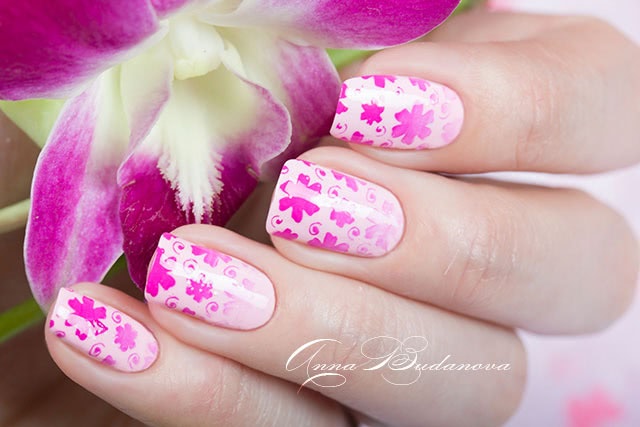 Стемпинг с диском Kaleidoscope №Kst-111 и лаками для стемпинга Kaleidoscope №st-14 fuchsia, №st-17 turguoise