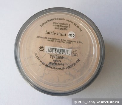 Моя идеальная пудра bareMinerals Original Foundation SPF 15 в оттенке fairly light n10