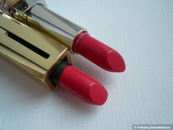 Guerlain Rouge Exceptional Complete Lip Color #71 Girly и Guerlain Rouge Automatique Hydrating Long-Lasting Lip Colour #144 Insolence