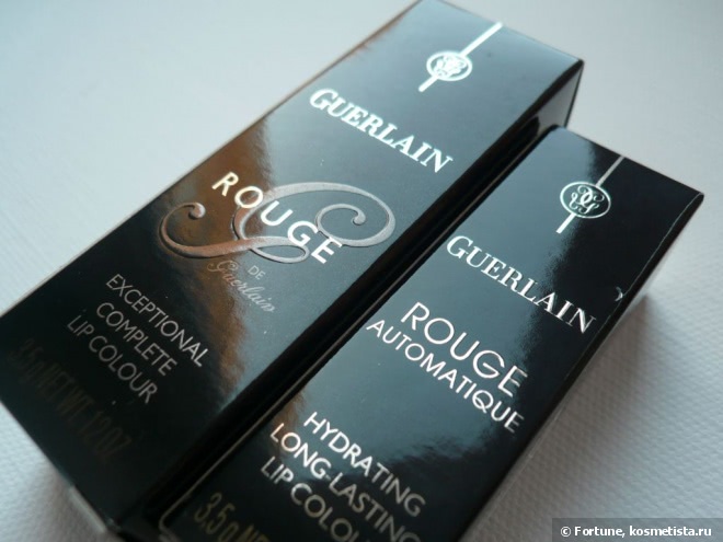 Guerlain Rouge Exceptional Complete Lip Color #71 Girly и Guerlain Rouge Automatique Hydrating Long-Lasting Lip Colour #144 Insolence