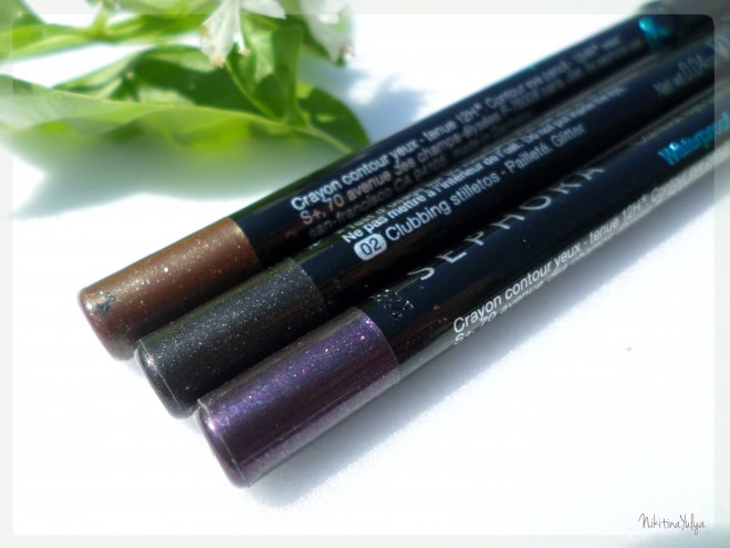 Водостойкие карандаши для глаз Sephora Contour Eye Pencil 12Hr Wear Waterproof, #02 Clubbing Stilletos, #12 Cappuccino, #32 Tango Night