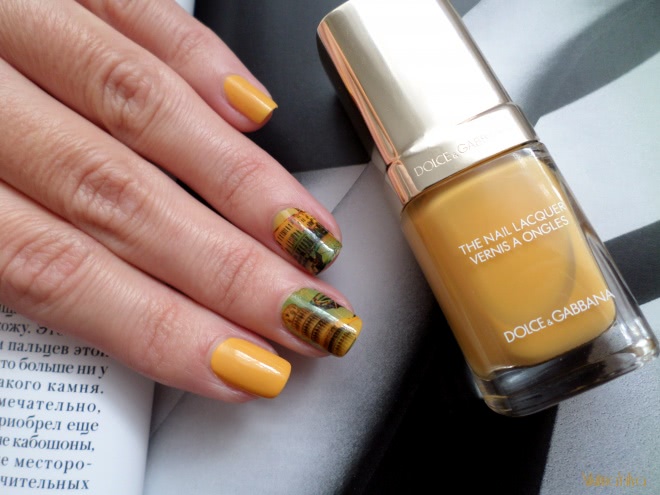 Лак для ногтей Dolce & Gabbana Intense Nail Lacquer № 813 Sole (Dolce&Gabbana MakeUp Colour Spring 2015) + слайдер-дизайн Milv № 391