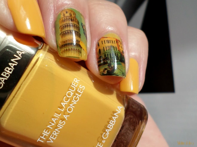Лак для ногтей Dolce & Gabbana Intense Nail Lacquer № 813 Sole (Dolce&Gabbana MakeUp Colour Spring 2015) + слайдер-дизайн Milv № 391