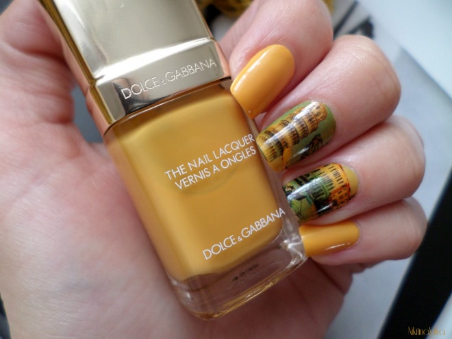 Лак для ногтей Dolce & Gabbana Intense Nail Lacquer № 813 Sole (Dolce&Gabbana MakeUp Colour Spring 2015) + слайдер-дизайн Milv № 391
