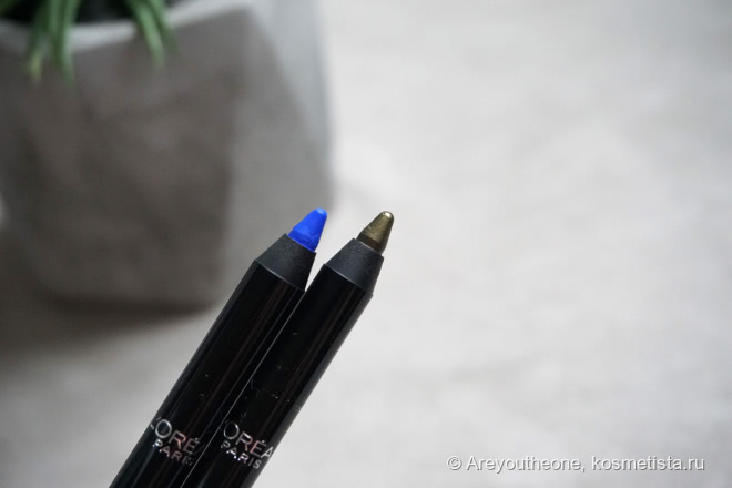 Новинка L'Oreal - гелевые карандаши Infaillible Gel Crayon 24H Waterproof 010 I've Got the Blue, 008 Rest in Kaki