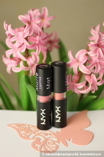 Губная помада Nyx Matte Lipstick - популярные помады, оттенки MLS 11 Tea Rose(чайная роза) и MLS 15 Whipped Caviar