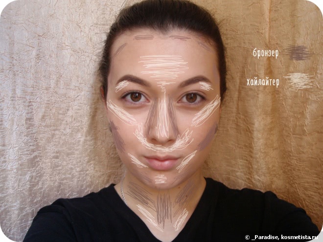 Палитра для контурирования Avant-scene Double Compact Highlight&Cheek Хайлайтер и бронзант