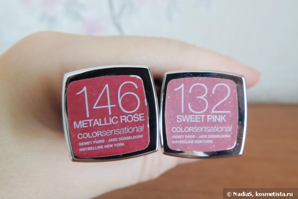 Помада Maybelline Color Sensational в оттенках №146 Metallic Rose и №132 Sweet Pink