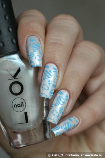 NailLook BioPearl 30701 + стемпинг Konad Square Image Plate 09