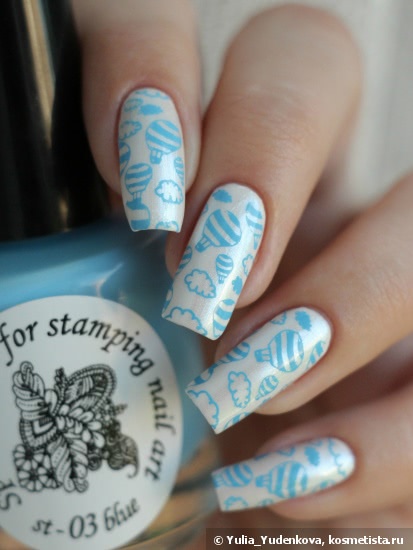 NailLook BioPearl 30701 + стемпинг Konad Square Image Plate 09