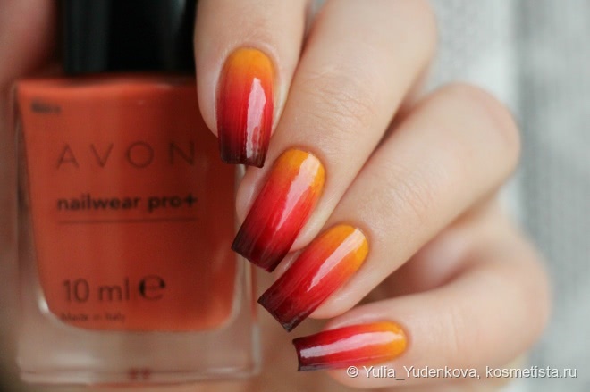 Осенний градиент лаками Avon + стемпинг Moyou London Mother Nature 14